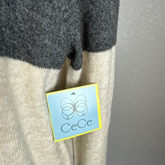 NWT CeCe SKI Motif Crew Neck Sweater Size M Ivory Gray W/ Headband Apres Lodge - Picture 2 of 8